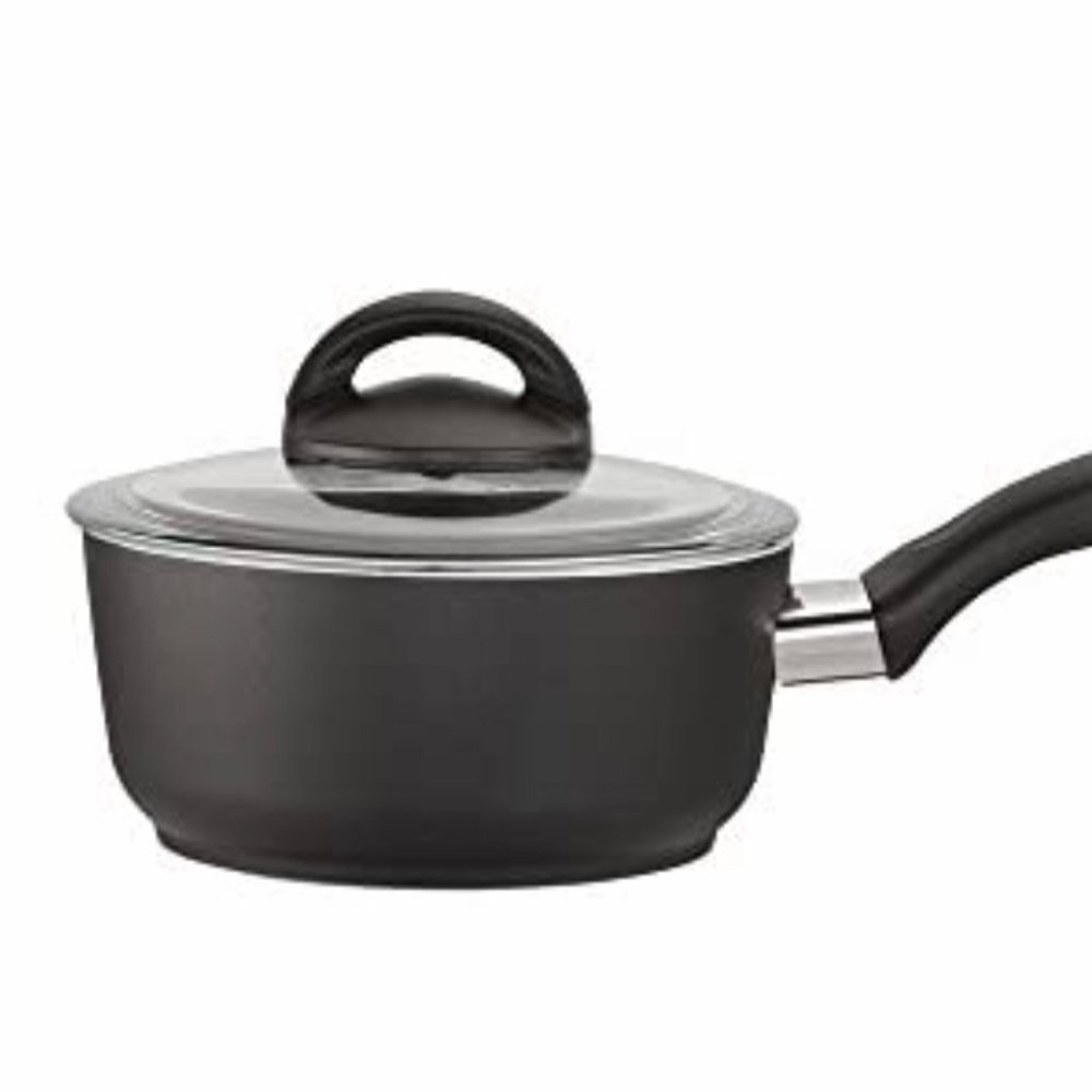 Ballarini Pisa Forged Aluminum Nonstick Saucepan with Lid, 1.4-Quart,  BLACK